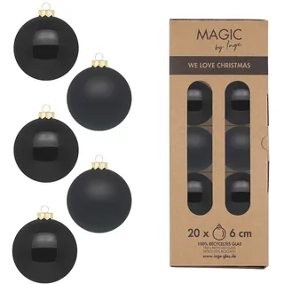 INGE-GLAS Weihnachtskugeln Glas Ø 6 cm 20 Stück ebony black