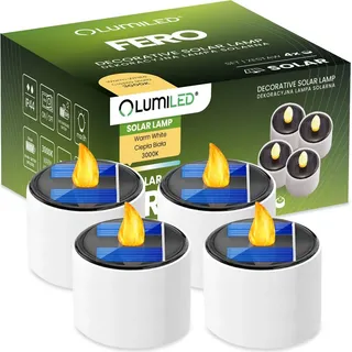 LUMILED 4 Stück Solar LED Teelichter, Wasserdichte LED Kerzen für Außen, flackernde Flamme Warmweiß 3000K, Romantische Kerzenlicht Nachtlicht D...
