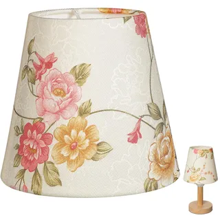 PRETYZOOM Stoff-Lampenschirm 19 cm E14 Vintage-Blumen – abnehmbarer Ersatzschirm aus Baumwolle für Tisch-, Wand- & Nachttischlampen, Landhaus-Look