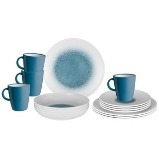 BRUNNER Geschirr-Set »Melamin Ess Geschirr Set Lunch«, Melamin-/Mineralgemisch, Box 16-teilig Camping Reise Teller Becher blau|bunt|weiß