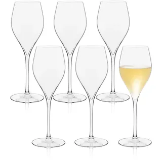 RONA UNIVERSAL Prosecco Gläser, Sektgläser 6er Set, Diamantkelch, 290 ml | Champagner Gläser mit breiter Kelchmitte, bleifreie Kristall Gläser für feine Aromen und eine klare, elegante Präsentation