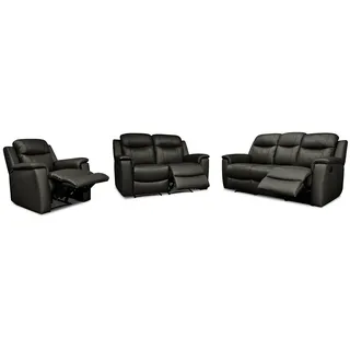 Ledergarnitur Relax 3+2+1 - Schwarz - EVASION