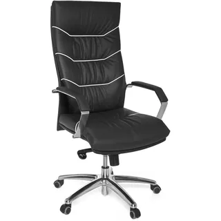 FineBuy Chefsessel Echtleder Schwarz