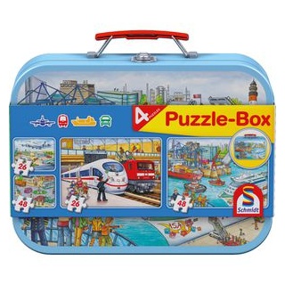 Schmidt-Spiele Puzzle Verkehrsmittel Puzzle-Box, 2x 48 Teile und 2x 26 Teile, ab 3 Jahre