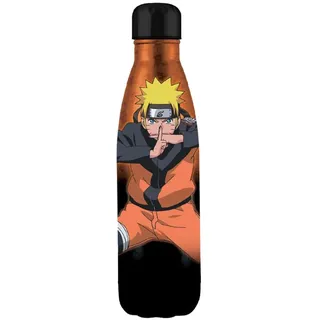 Nemesis Now Naruto Trinkflasche, 500 ml, 27 cm, Edelstahl, Orange/Schwarz | Offizielles Naruto-Lizenzprodukt, Anime-Sammelstück