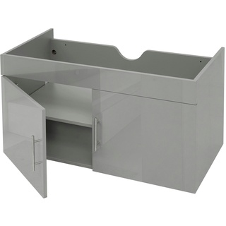Mendler Waschbeckenunterschrank HWC-D16, Waschtischunterschrank Waschtisch Unterschrank Badmöbel, hochglanz 90cm ~ grau