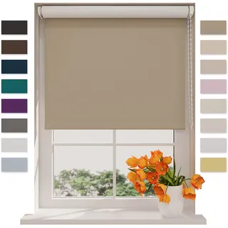DTCH® Verdunkelungsrollo 200 x 190 cm Zement, Größen von 40 bis 240 Breite, Ohne Bohren möglich, Rollo Wandmontage, Rollo 200 cm Breit, Fenster Rollos für Innen