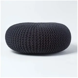Homescapes Pouf Strickpouf Baumwolle 70 x 23 cm Schwarz