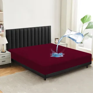 mafudoxi Matratzenschoner Wasserdicht 160x200 cm, Inkontinenz Spannbettlaken, Atmungsaktiv Matratzenschutz Bettlaken, Nässeschutz Spannbetttücher, Inkontinenzunterlage Waschbar bei 60° - Rot
