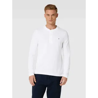 Longsleeve mit Label-Stitching Modell 'HENLEY', Weiss, M