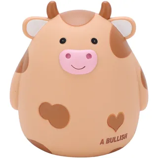 Niedliches Kuh-sparschwein Mit Cartoon-motiv, Praktische, Unzerbrechliche Vinyl-spardose, Geschenk Zum Kindertag