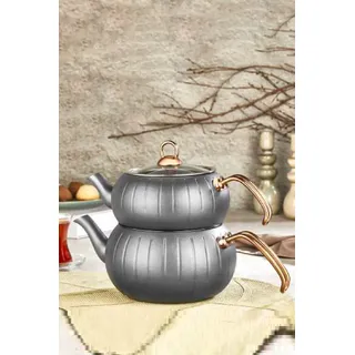 MNZ-Granite Meridian 4-teiliges Teekannen-Set mit flacher Kugel- Größe L- 8218-L