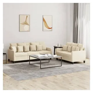 vidaXL Wohnlandschaft Stoff 2-Sitzer + 3-Sitzer Weiß