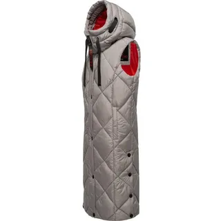 Navahoo warme Damen Winter Steppweste lang mit Kapuze Schnuckel Zinc Grey Gr. S - S