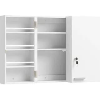 HOMCOM Medizinschrank abschließbar 2-türig Medikamentenschrank mit 11 Fächer 2 Schlüssel Hängend Arzneischrank für Küche, Flur, Wohnzimmer, 53 x 20 x 53 cm, Weiß   Aosom