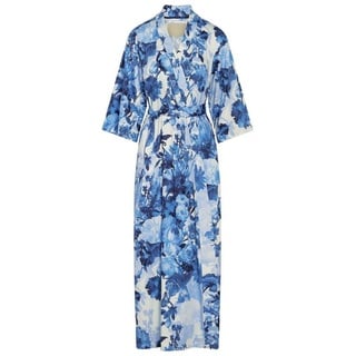 Essenza Kimono Jula Leila, Langform, Modal, Kimono-Kragen, Gürtel, mit Blumenprint beige
