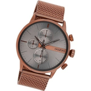 OOZOO Quarzuhr Oozoo Herren Armbanduhr Timepieces, (Analoguhr), Herrenuhr Metall, Mesharmband braun, rundes Gehäuse, groß (ca. 45mm) braun