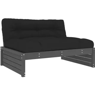 vidaXL Mittelsofa, Gartensofa mit Kissen Latten-Design, Modular Holz Sofa für Garten Terrasse, Gartenmöbel Loungemöbel, Grau Massivholz Kiefer
