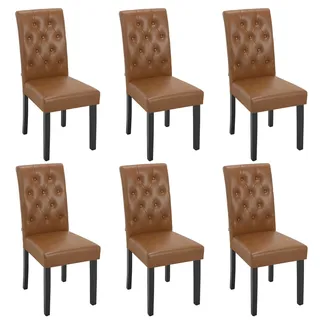 WOLTU Esszimmerstühle 6er Set, gepolstert mit hoher Rückenlehne Holzbeinen | Küchenstühle mit Kunstleder-Bezug, für Esszimmer Küche Wohnzimmer, Braun