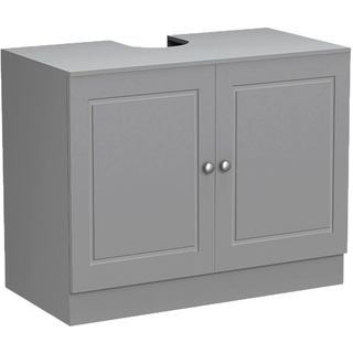 BAKAJI Waschtischunterschrank aus Stein-Linie mit 2 Türen, Unterschrank für Waschbecken, Holzwerkstoff, grau, Standard