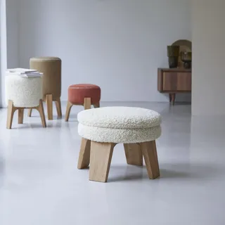 Sitzhocker Mattak Himalaya aus massiver Eiche ,1-Sitz