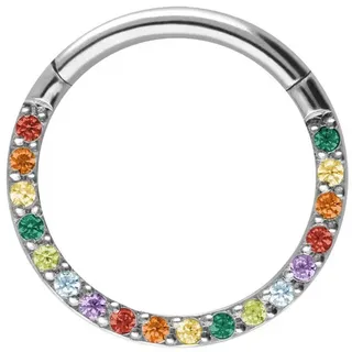 PIERCINGLINE Titan Segmentring Clicker EINGEFASSTE KRISTALLE + KUGELN