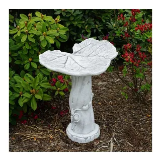 gartendekoparadies.de Gartenfigur Vogelbad Ahornblatt Vogeltränke Steinfigur 73 cm Steinguss 47 kg, Frostsicher grau
