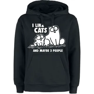 Simon's Cat Kapuzenpullover - I Like Cats And Maybe 3 People - M bis 3XL - für Damen - Größe XL - schwarz  - EMP exklusives Merchandise! - XL