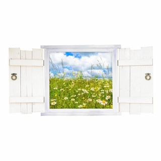 nikima Wandtattoo 044 Blumenwiese im Fenster (PVC-Folie), in 6 vers. Größen bunt 75 cm x 50 cm