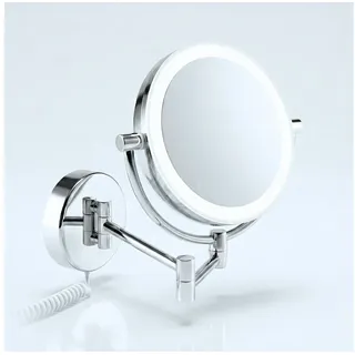 Libaro Kosmetikspiegel mit Beleuchtung MODENA LED Schminkspiegel 3-fach & 7-fach Vergrößerung, LED Wandmontage, Vergrößerungsspiegel 2-seitig, 360° drehbar, dimmbar silberfarben