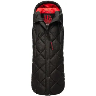 Navahoo Damen Steppweste Bodywarme Outdoor Weste lang mit warme Kapuze Schnuckel