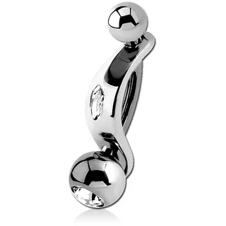viva-adorno Intimpiercing Mini Banane mit Schild Christina Piercing 316L Chirurgenstahl, Kristall Bananabell verschiedenen Designs silberfarben