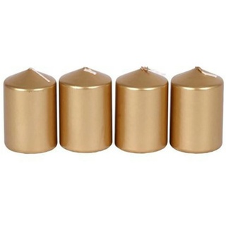 Metallic-Stumpenkerzen gold 4er-Set Adventskerzen Weihnachtskerzen Tischdeko Gold