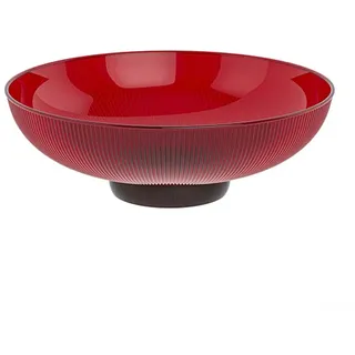 Obstschale aus zur Aufbewahrung in der Küche -Schüssel, modernes Design mit stabilem Boden, für Obst, Dessert, Süßigkeiten, Snacks und mehr, 25 x 25 x 8 cm, Weiß und Rosa (rot)