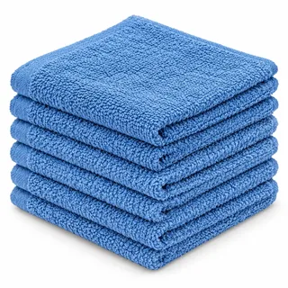 LA CASA DELLE COSE Set mit 6 Waschlappen, 100% Baumwoll-Frottee, 33 x 33 cm, 555 g/m2, weich, saugfähig, groß, Premium-Frottee, für Hände und Gesicht (Pastell-Hellblau)