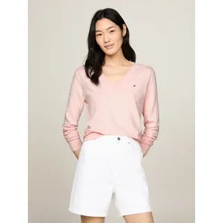 V-Ausschnitt-Pullover TOMMY HILFIGER Gr. S (36), pink (whimsy pink) Damen Pullover V-Pullover