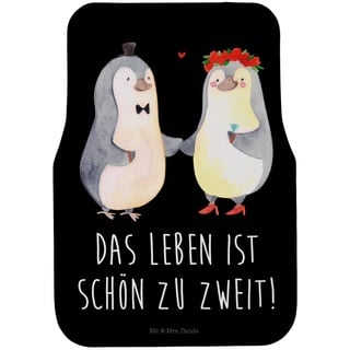 Fußmatte Pinguin Heirat - Schwarz - Geschenk, Schmutzmatte Auto, Autofußmatten, Mr. & Mrs. Panda, Höhe: 0.5 mm schwarz