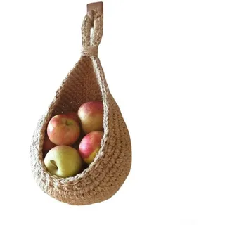 Hängekorb in Tropfenform, gewebter Obstkorb im Bauernhaus-Stil, für Küche, Wandmontage, Gemüseaufbewahrung, dekorativer Produkt-Organizer für Haus und Garten (C(18 x 24 cm)