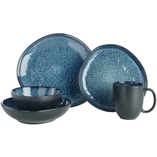 Novel Kombiservice Søren Blue, Blau, Keramik, 10-teilig, Farbverlauf, 390 ml,725 ml, Lfgb, Handmade Quality, lebensmittelecht, Essen & Trinken, Geschirr, Geschirr-Sets, Kombiservice