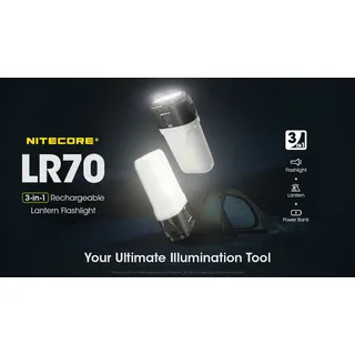 Nitecore LR70 LED Camping-Leuchte 3000 Lumen, - Laternen-Taschenlampe