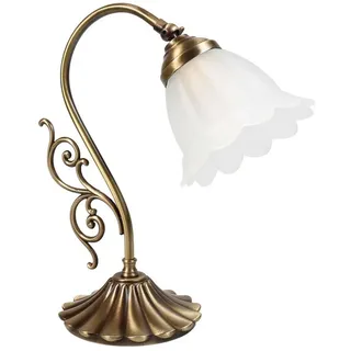 Licht-Erlebnisse Nachttischlampe TABLE LAMP, ohne Leuchtmittel, Tischlampe Messing in Bronze Floral E14 Premium Schlafzimmer bunt