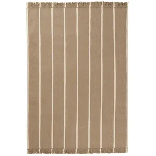 Ferm Living - Calm Kelim Wollteppich, 140 x 200 cm, dark sand / off-white