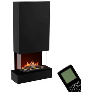 GLOW FIRE Elektrokamin Hölderlin hoch Wasserdampf Kamin, Wandkamin, Elektrischer Kamin, Wasserdampfkamin mit 3D Feuer und Knisterfunktion schwarz