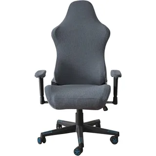 Coonoor Stuhlbezug Gamingstuhl-Bezüge Gaming Stuhl bezug 4 Stück, Bürostuhl Drehstuhl Bezug mit Armlehnen/Stuhlrücken Bezug grau