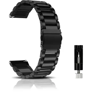 CeiBand Edelstahl Metall Armband für 18MM 20MM 22MM Schnellverschluss Verstellbare Watch Metall Uhrenarmbänder Unisex Ersatzarmband Uhrband Geeignet für Herren und Damen Armbänder - Schwarz