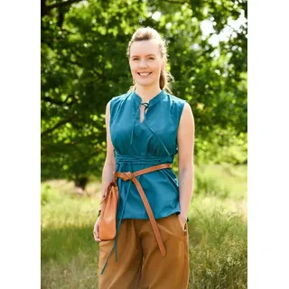 Battle-Merchant Ärmellose Mittelalter-Bluse Levke Petrol L