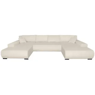 Carryhome Wohnlandschaft, Creme, Metall, U-Form, 351x191 cm, Liegefunktion, Schlafen auf Sitzhöhe, Rücken echt, haustierfreundlicher Bezug, Wohnzimmer, Sofas & Couches, Wohnlandschaften, Wohnlandschaften in U-Form