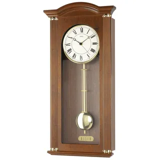 AMS Funk-Pendelwanduhr Regulateur 4/4 Westminster-Melodie, Bim-Bam Schlagwerk AMS 5014 (Schlagwerk Westminster oder Bim Bam autom. Nachabschaltung) braun