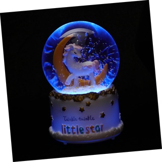 DECHOUS Box Tier LED Schneekugeln Für Kinder Einhorn Figur Globen Kindermodell Spielzeug Leuchtende Spieluhr Kristallkugel Licht Kristallkugel Dekor Spieluhr Kristallkugel Harz Mädchen