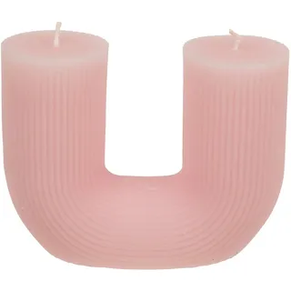 Kerze Wachskerze U-Form 2-Dochte Pastell Pink Echtwachskerze Dekokerze Dekorative Kerze Haushaltskerze Wohndekoration Formkerze
